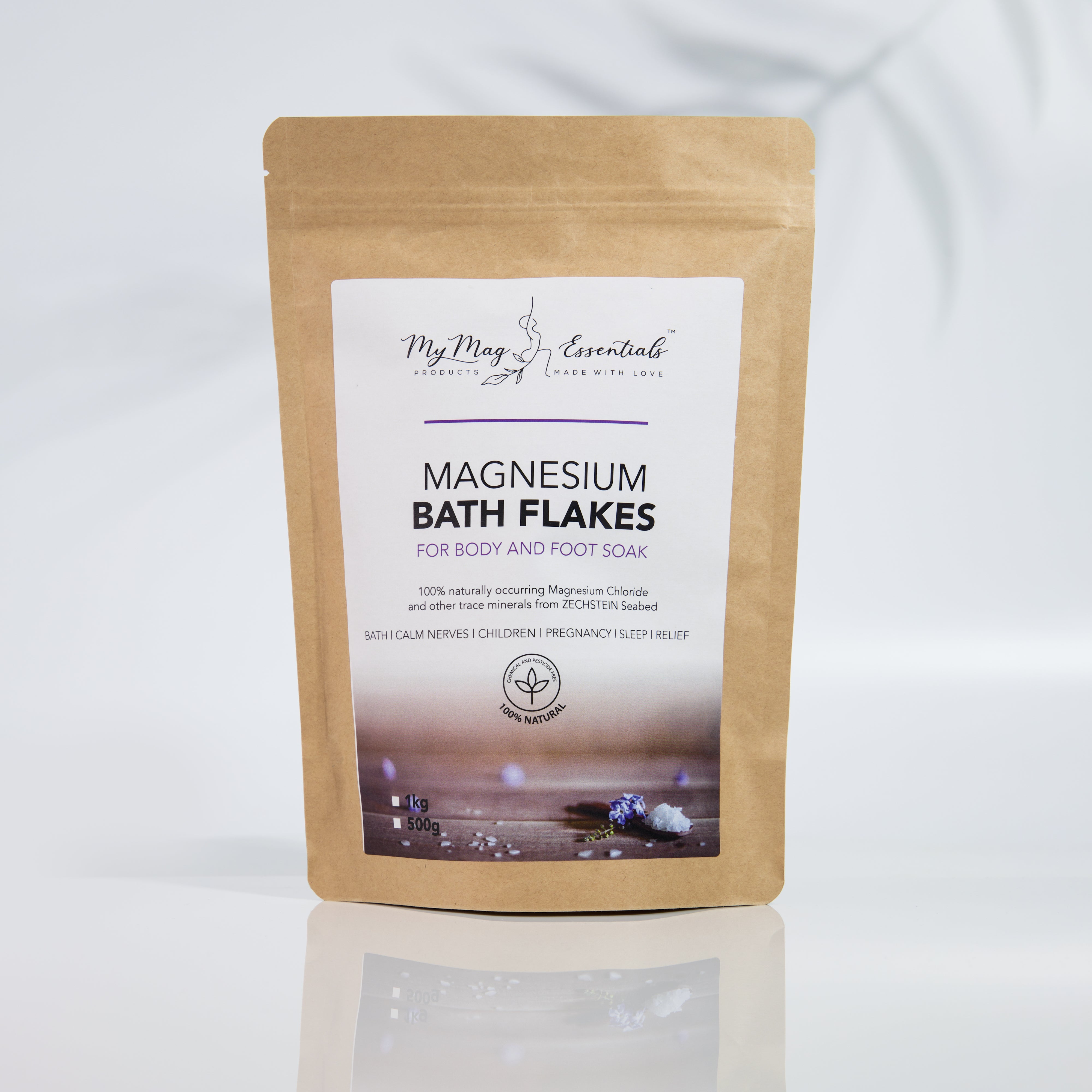 Magnesium Bath Flakes - for Body and Foot Soak 1kg Bag