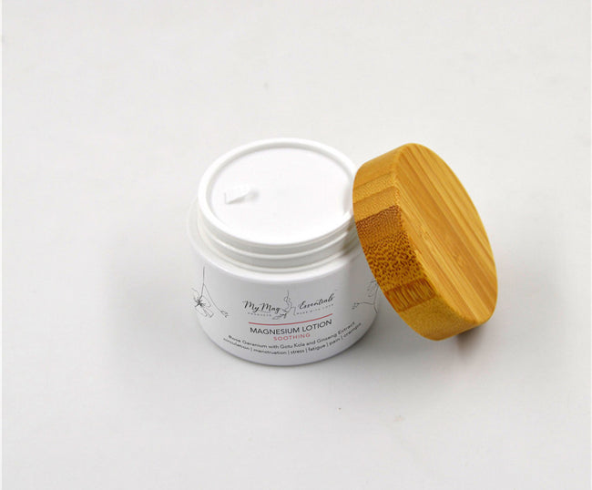Magnesium Lotion Rose Geranium with– Gotu Kola and Ginseng Extract - 50ml biodigradable Jar!